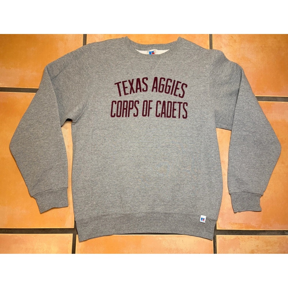VTG Texas A&M Aggies Gray Russell Mens Unisex Corps Of Cadets Medium Sweatshirt
